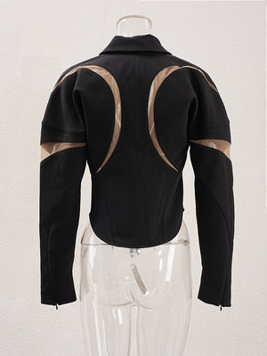 Metal Buckle Mesh Jacket Women Spring