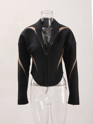 Metal Buckle Mesh Jacket Women Spring