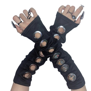 Metal Eyelets Techwear Streetwear Long Gloves