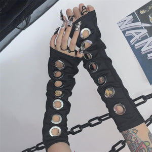 Metal Eyelets Techwear Streetwear Long Gloves