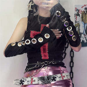 Metal Eyelets Techwear Streetwear Long Gloves