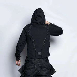 Metal Rib Zippers Techwear Hoodie