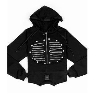 Metal Rib Zippers Techwear Hoodie