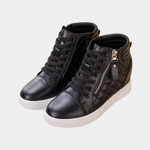 Microfiber Black Platform Sneakers