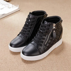 Microfiber Black Platform Sneakers