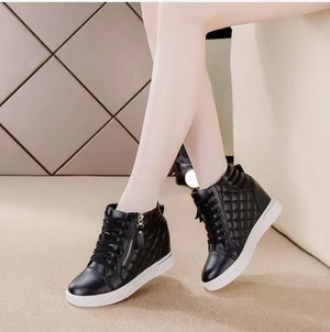 Microfiber Black Platform Sneakers