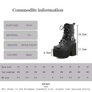 Mid Calf Black Lace Up Boots