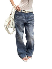 Mid Waist Denim Jeans Women's Y2K