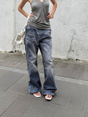 Mid Waist Denim Jeans Women's Y2K