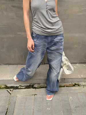 Mid Waist Denim Jeans Women's Y2K