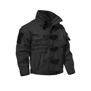 Black tactical jacket on a white background