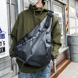 Large capacity techwear shoulder bag in black, grey, blue or brown