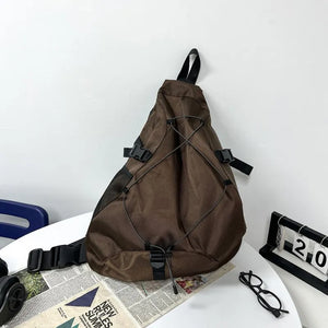Large capacity techwear shoulder bag in black, grey, blue or brown