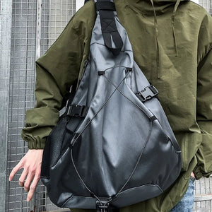 Large capacity techwear shoulder bag in black, grey, blue or brown