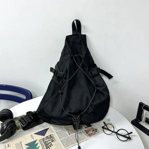 Large capacity techwear shoulder bag in black, grey, blue or brown