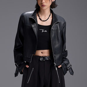 Motorcycle Women's Black PU Leather Jacket