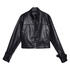 Motorcycle Women's Black PU Leather Jacket