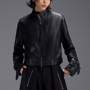 Motorcycle Women's Black PU Leather Jacket