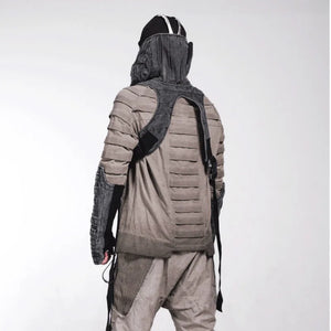 Mud Dyed Techwear Sweatshirt in khaki — dark techwear streetwear, view 5 of 7