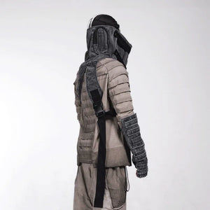 Mud Dyed Techwear Sweatshirt in khaki — dark techwear streetwear, view 6 of 7
