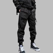 Multi-pocket Buckle Design Premium Black Pant