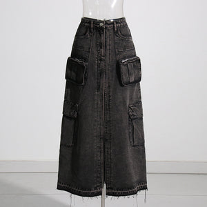 Multi-pocket Goth Long Skirt