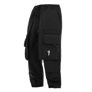 Multi-pocket Patchwork Design Premium Black Pants