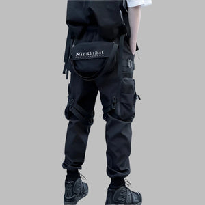 Multi-pocket Patchwork Urban Black Pant