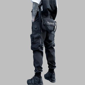 Multi-pocket Patchwork Urban Black Pant