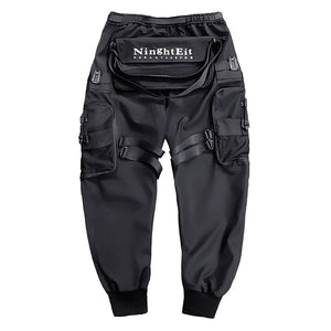 Multi-pocket Patchwork Urban Black Pant