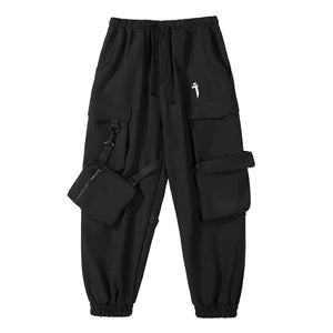 Multi-pocket Streamer Patchwork Comfortable Black Pant