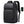 Black nylon backpack with an external USB port and multiple front pockets