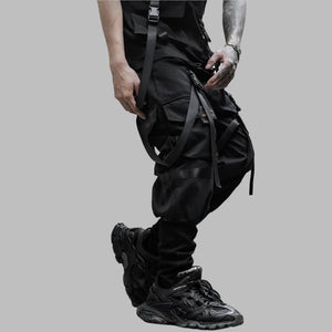 Pantalones cargo negros con múltiples bolsillos