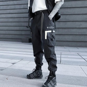 Pantalon patchwork noir à plusieurs fermetures éclair