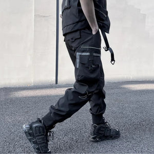 Pantalon patchwork noir à plusieurs fermetures éclair