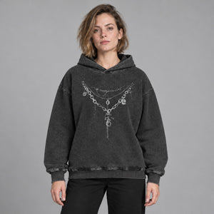 Necklace Graphic Y2K Hoodie – worn by a woman