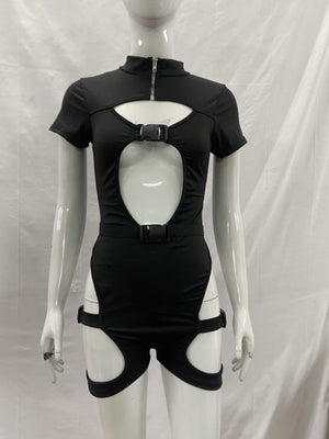 New Black Cut Out Bodysuit