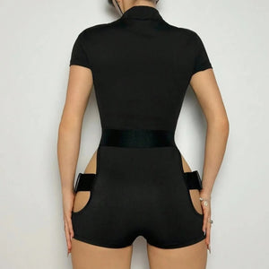New Black Cut Out Bodysuit