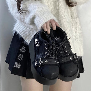New Black Platform Sneakers Women