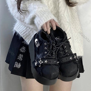 New Black Platform Sneakers Women