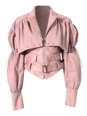 New PU Leather Jacket Women Spring
