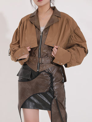 New PU Leather Jacket Women Spring