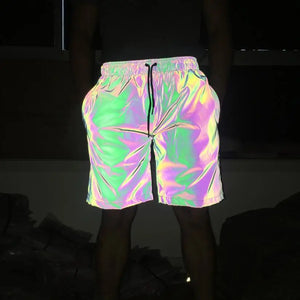 night shiny colorful reflective shorts