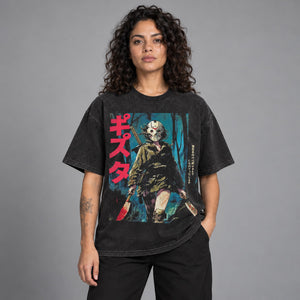 Ninja Graphic Y2K Black Shirts – worn by a woman