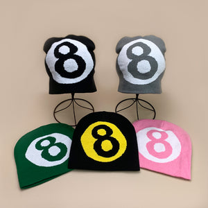 Number 8 Knitted Beanie Y2K