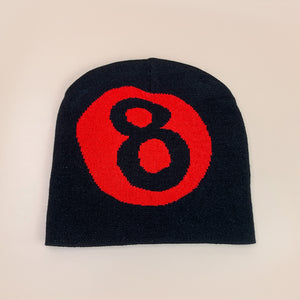Number 8 Knitted Beanie Y2K