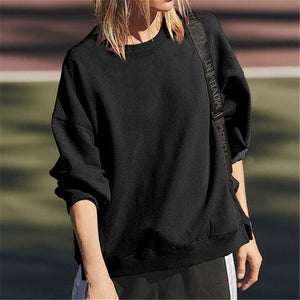 O Neck Sweatshirt Black Top