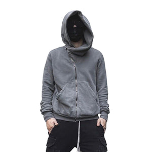 Oblique Zipper Cyberpunk Hoodie