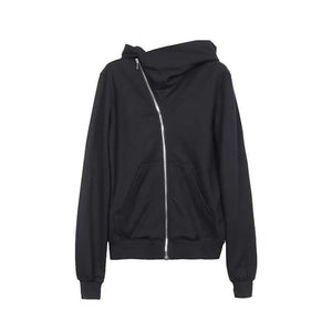 Oblique Zipper Cyberpunk Hoodie