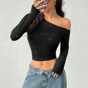 Off-Shoulder Long Sleeves Crop Top